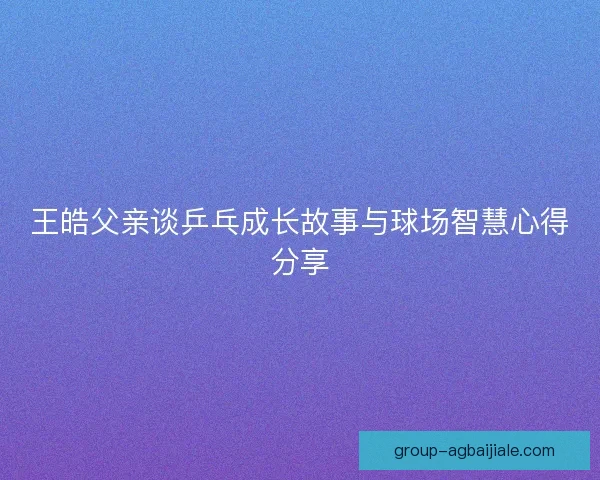 王皓父亲谈乒乓成长故事与球场智慧心得分享 王皓父亲谈乒乓成长故事与球场智慧心得分享
