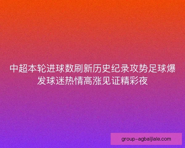 中超本轮进球数刷新历史纪录攻势足球爆发球迷热情高涨见证精彩夜