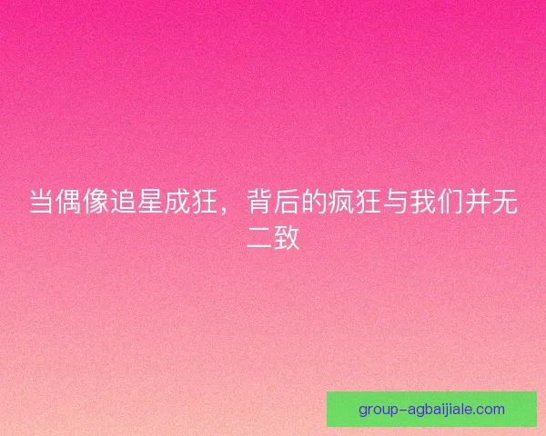 当偶像追星成狂，背后的疯狂与我们并无二致